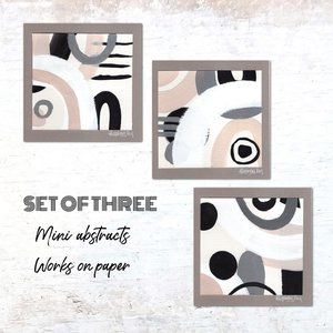 Set of three Geometric Abstract works on paper